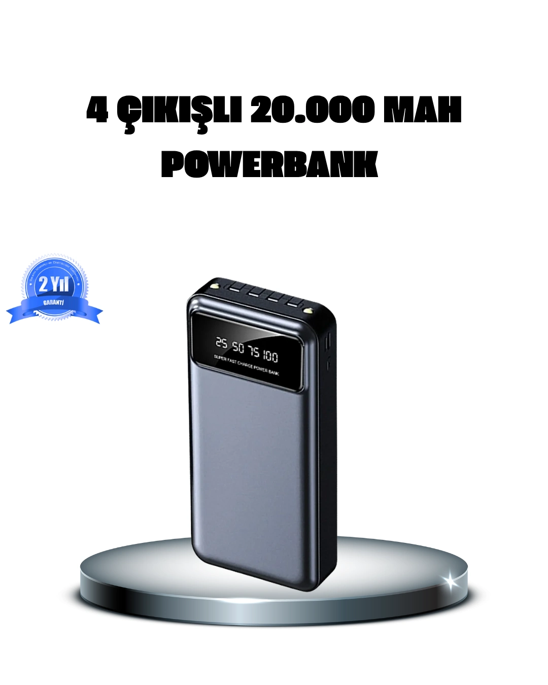 Powerbank 20000 Mah 4 Çıkışlı Hızlı Şarjlı Ve Led Göstergeli ( Lisinya )