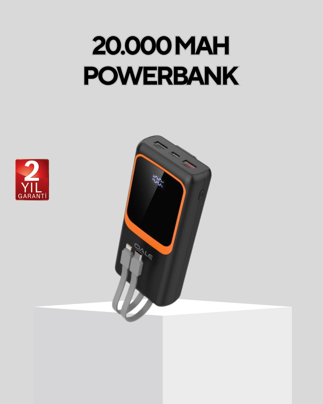 Powerbank 20000 Mah Dijital Ekranlı Ve Çok Kablolu Hızlı Şarj Cihazı ( Lisinya )