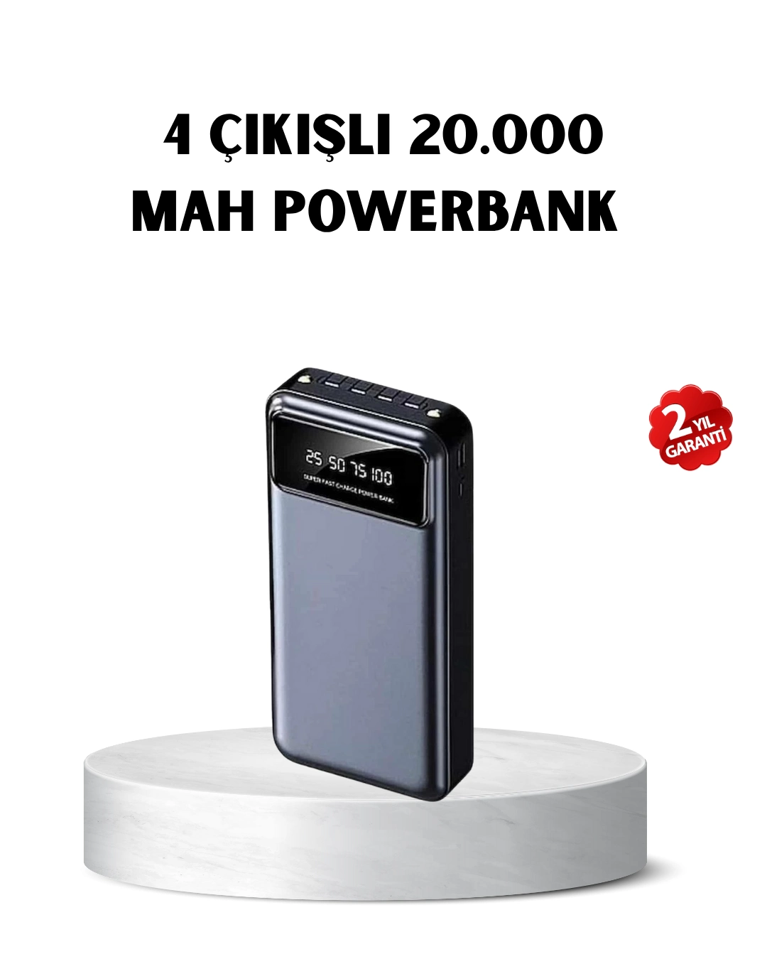 Powerbank 20000 Mah Hızlı Şarjlı Led Fenerli Ve 4 Portlu ( Lisinya )