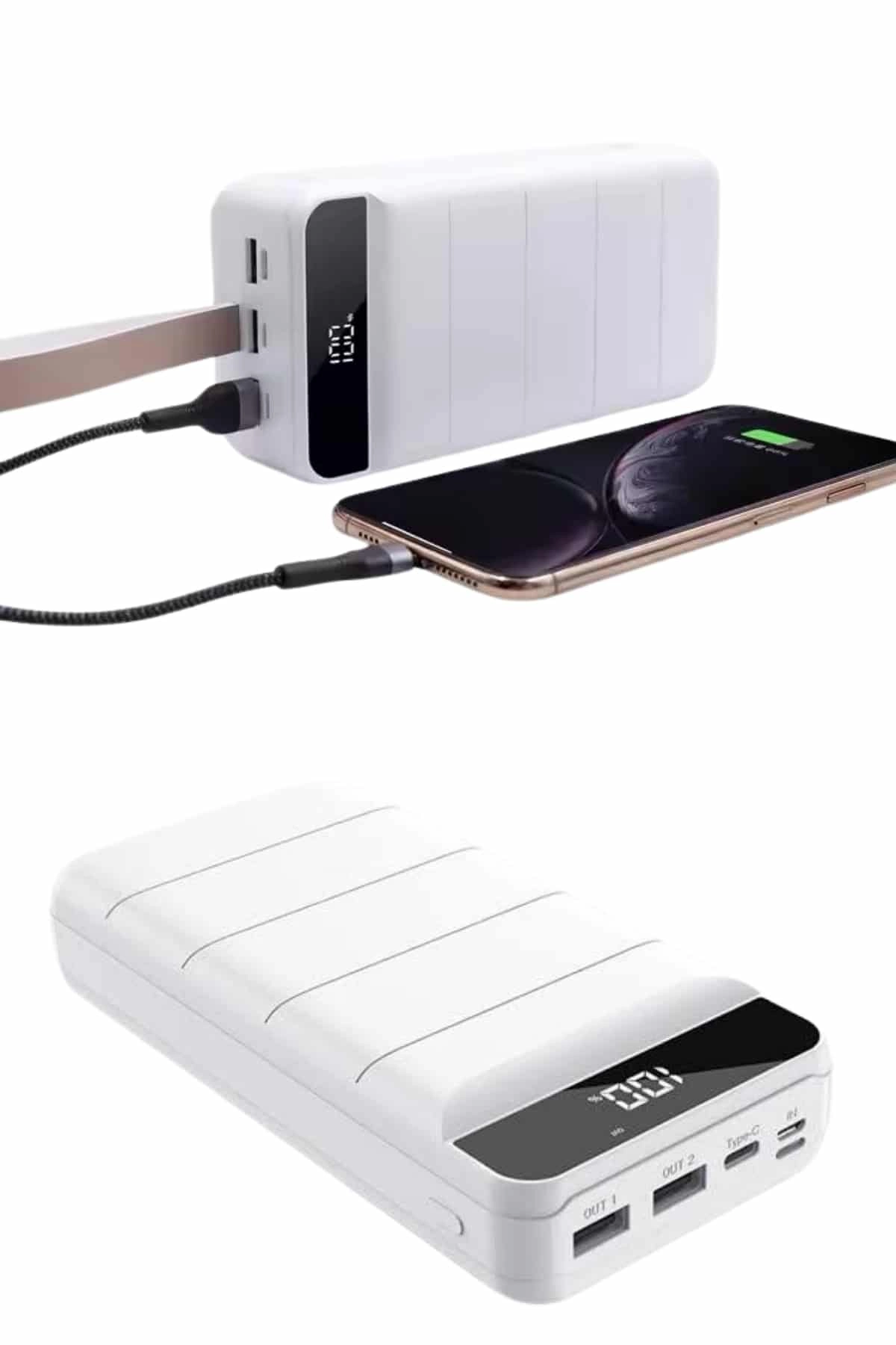 Powerbank 50.000 Mah Dijital Göstergeli Taşınabilir 4 Portlu Hızlı Powerbank ( Lisinya )