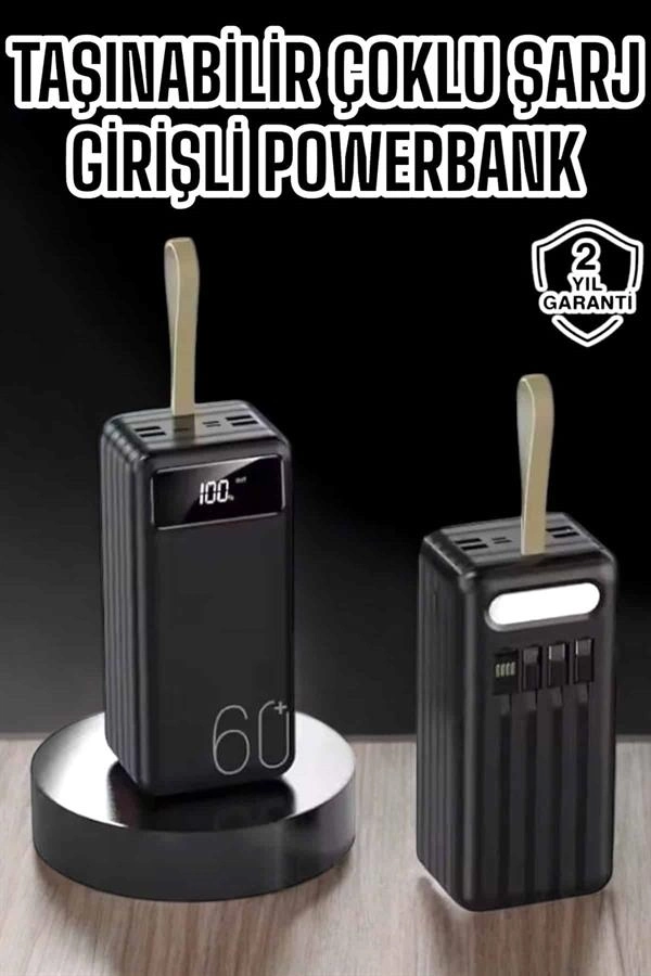 Powerbank 60.000 Mah 4 Portlu Uzun Şarj Süreli Dijital Göstergeli ( Lisinya )