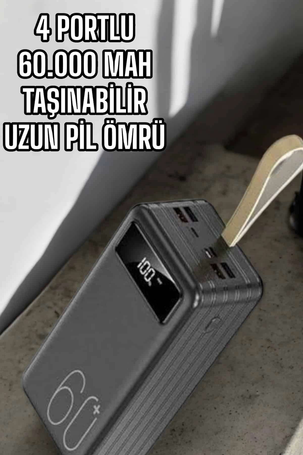 Powerbank 60.000 Mah Dijital Göstergeli 4 Portlu Taşınabilir ( Lisinya )