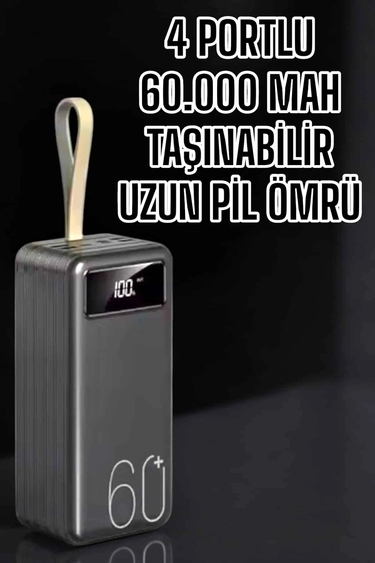 Powerbank 60.000 Mah Hızlı Şarj 4 Çıkışlı Uzun Şarj Süreli Dijital Göstergeli ( Lisinya )