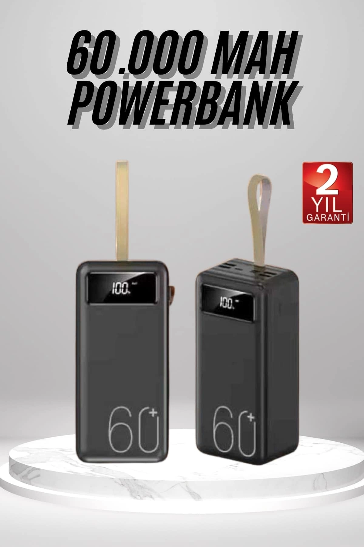 Powerbank 60.000 Mah Taşınabilir Şarj Hızlı El Fenerli Dijital Göstergeli ( Lisinya )