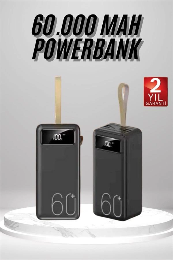 Powerbank 60.000 Mah Taşınabilir Şarj Hızlı El Fenerli Dijital Göstergeli ( Lisinya )