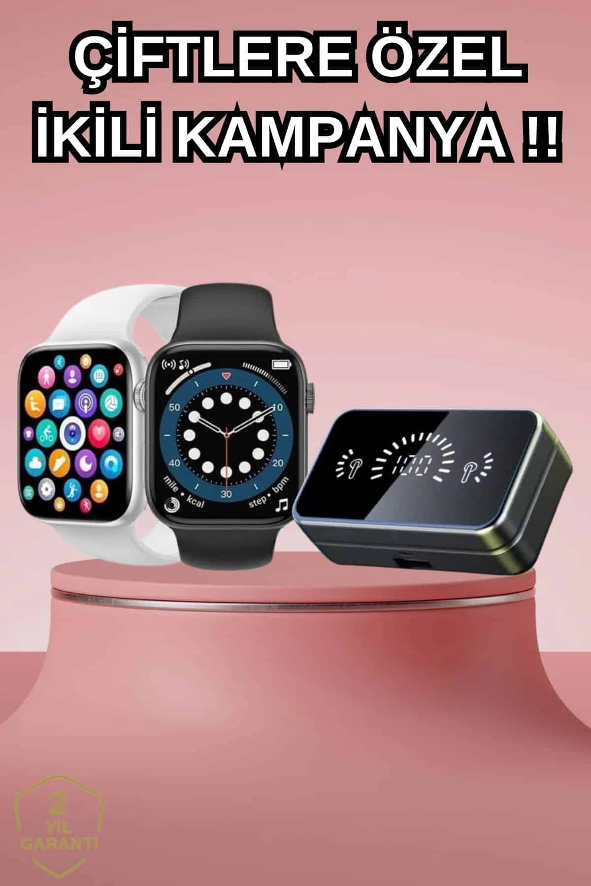 Powerbank Bluetooth Kulaklık Ve Yeni Model Akıllı Saat Seti Anc Özelliği Dokunamatik ( Lisinya )