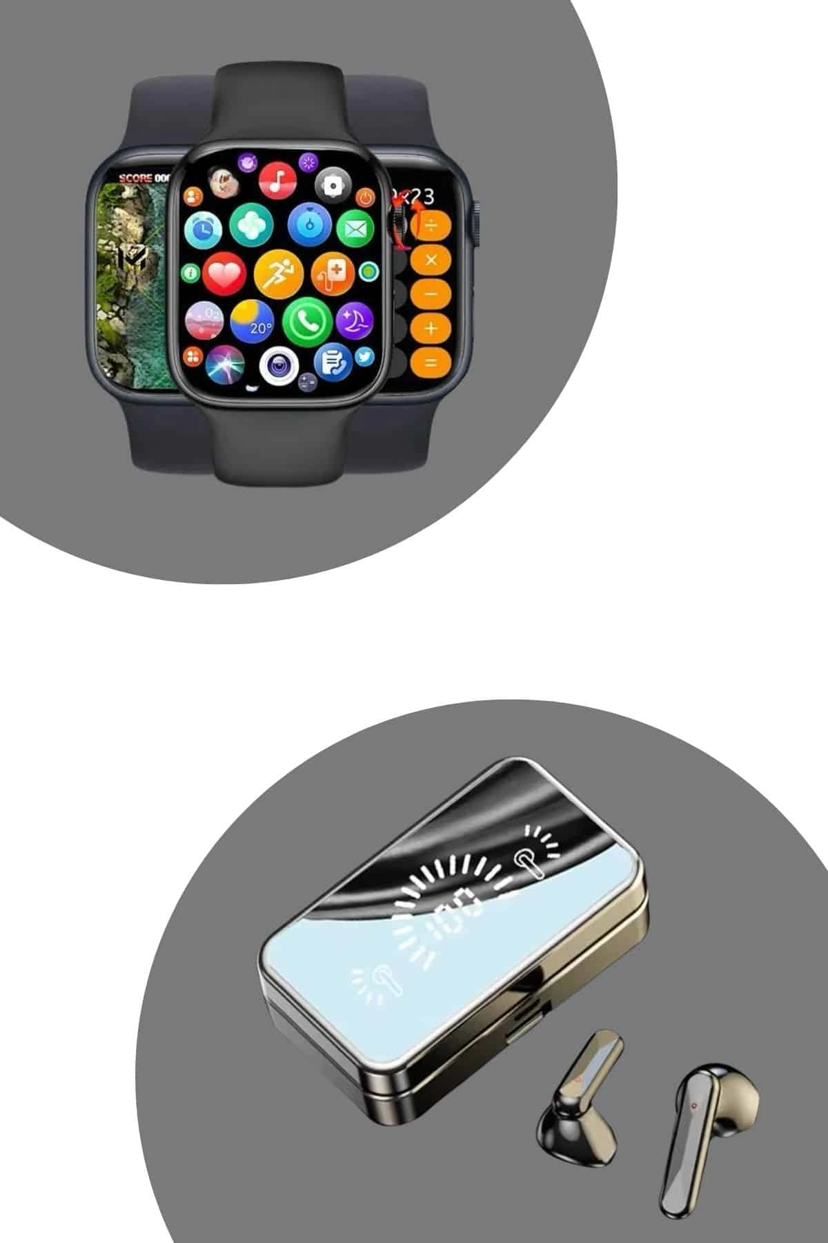 Powerbank Bluetooth Kulaklık Ve Yeni Model Akıllı Saat Seti Anc Özelliği Dokunamatik ( Lisinya )