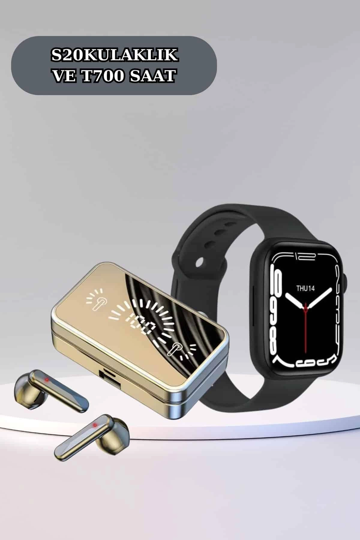 Powerbank Bluetooth Kulaklık Ve Yeni Model Akıllı Saat Seti Anc Özelliği Dokunamatik ( Lisinya )