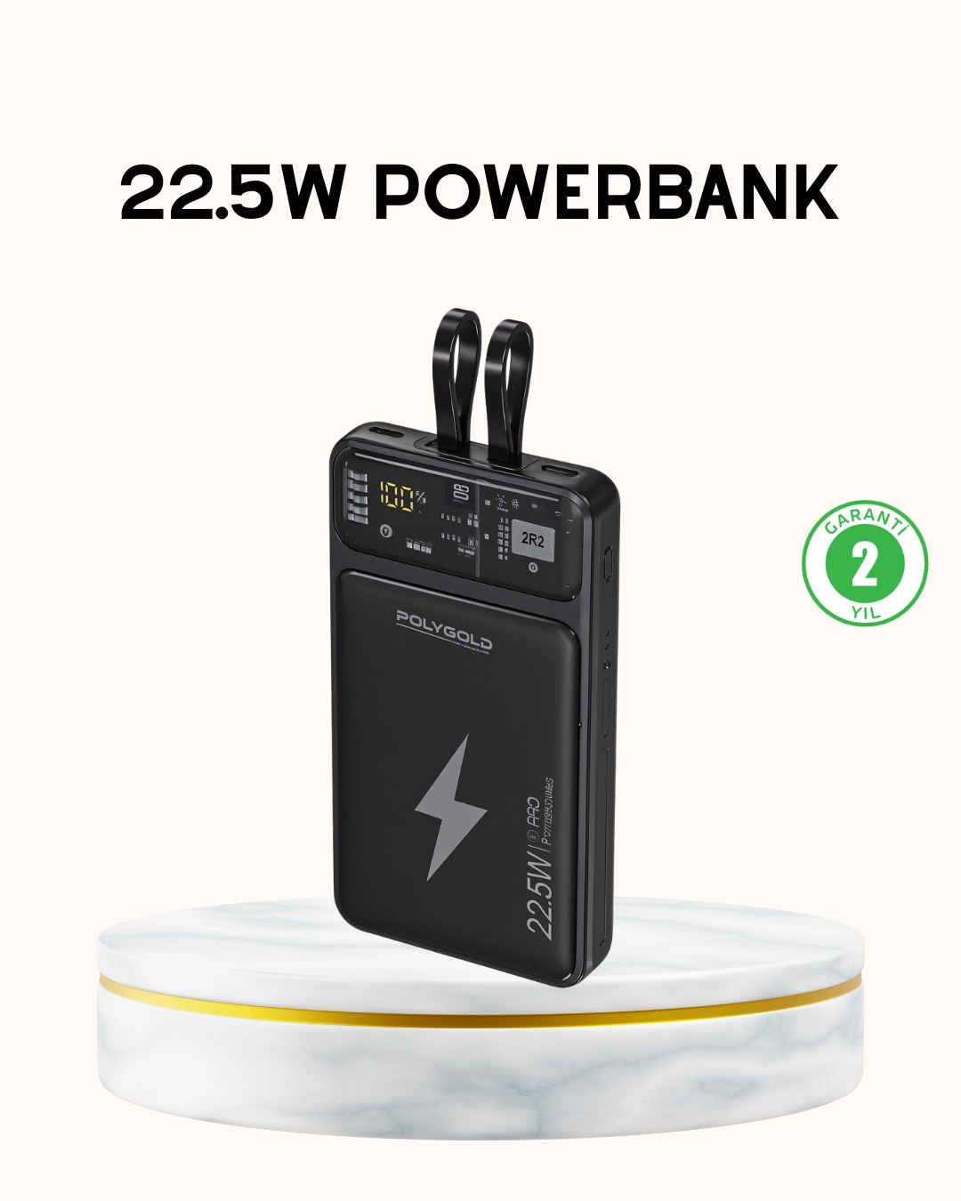 Powerbank Hızlı Şarj 10000 Mah Dahili Kablo ( Lisinya )