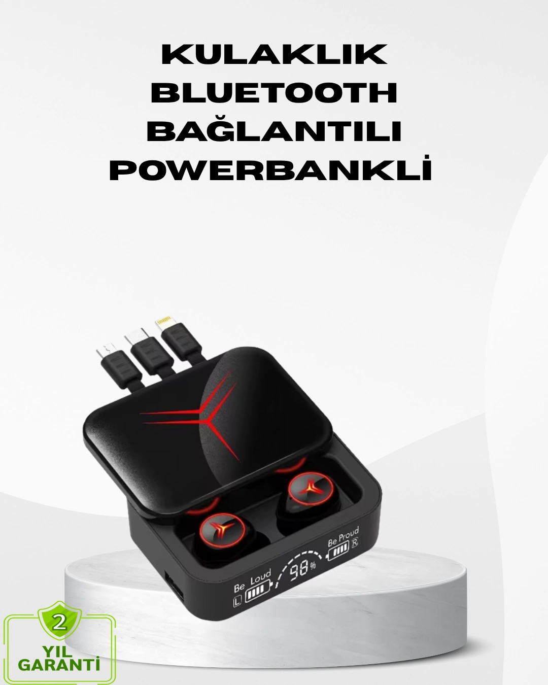 Powerbank Özellikli Bluetooth Kablosuz Kulaklık – Dokunmatik Kontrol, Uzun Pil Ömrü, Ergonomik Tasarım ( Lisinya )