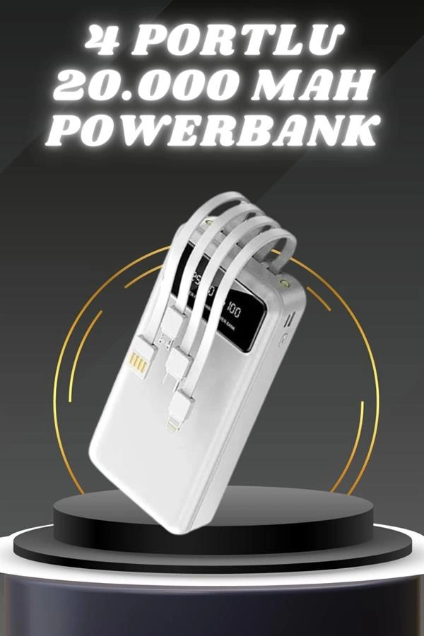 Powerbank Şarj Cihazı 4 Çıkışlı 20.000 Mah Powerbank Kompakt Yüksek Kapasiteli Hızlı Şarj ( Lisinya )
