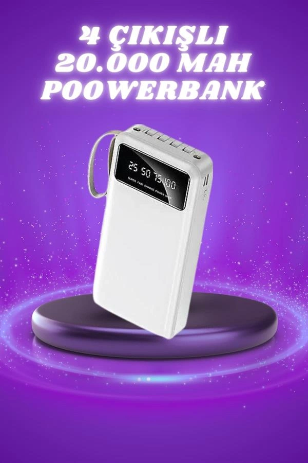 Powerbank Şarj Cihazı 4 Çıkışlı 20.000 Mah Powerbank Taşınabilir Çoklu Giriş ( Lisinya )