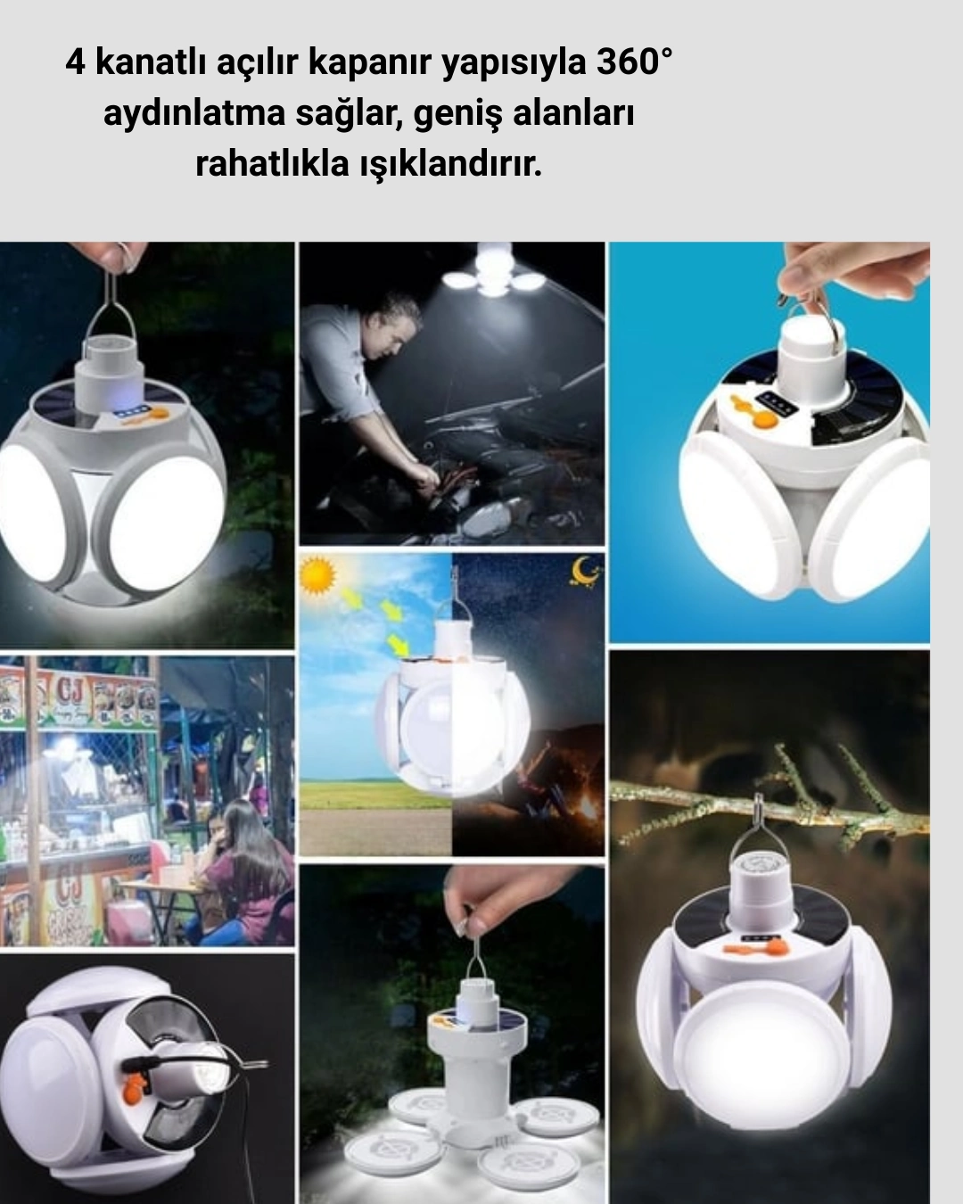Pratik Katlanabilir Solar Led Aydınlatma Lambası ( Lisinya )