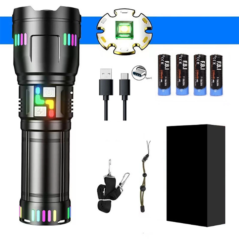 Pro F-3002 Alüminyum Tg Led Gece Şeritli Type-c Şarjlı El Feneri ( Lisinya )