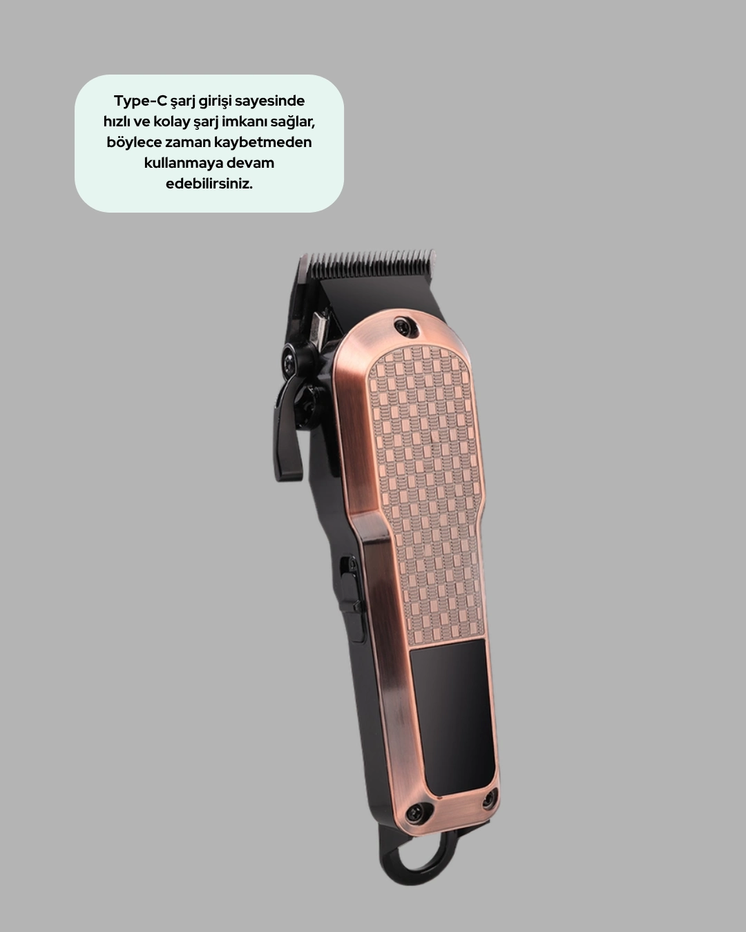 Profesyonel 7000rpm Saç Kesim Makinesi – Type-c Şarjlı, Lcd Ekranlı, 4 Kademeli Ayar ( Lisinya )