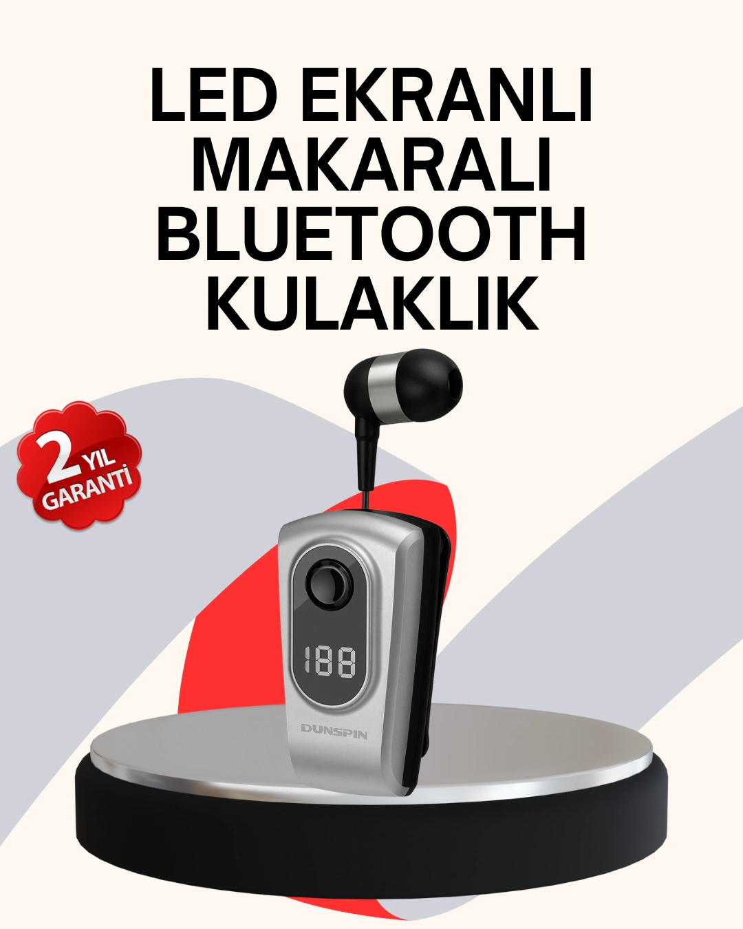 Profesyonel Bluetooth Kulaklık – Klipsli, Titreşimli, Dijital Göstergeli ( Lisinya )
