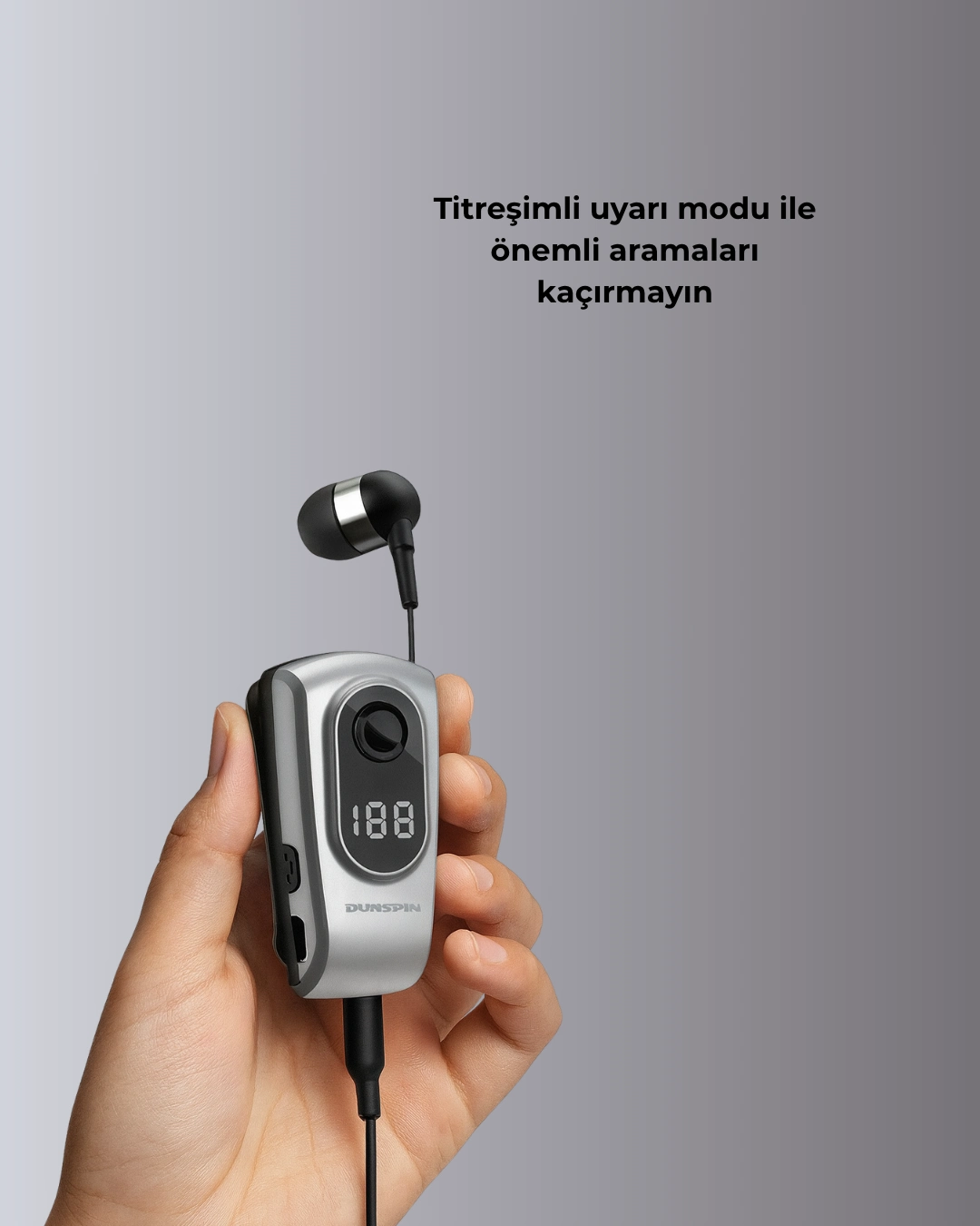 Profesyonel Bluetooth Kulaklık – Klipsli, Titreşimli, Dijital Göstergeli ( Lisinya )
