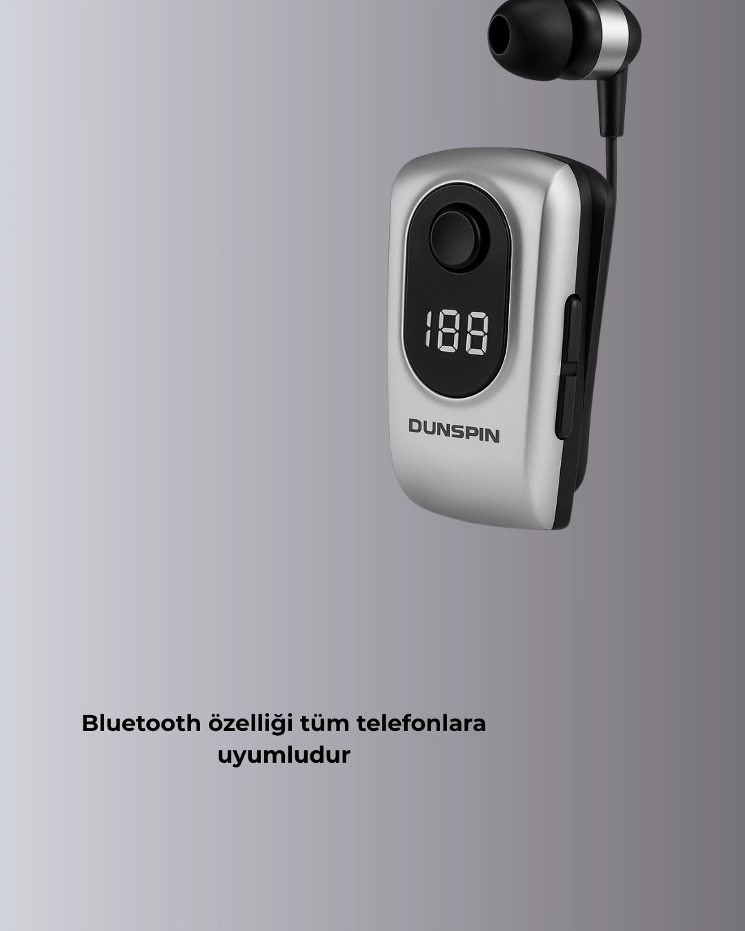 Profesyonel Bluetooth Kulaklık – Klipsli, Titreşimli, Dijital Göstergeli ( Lisinya )