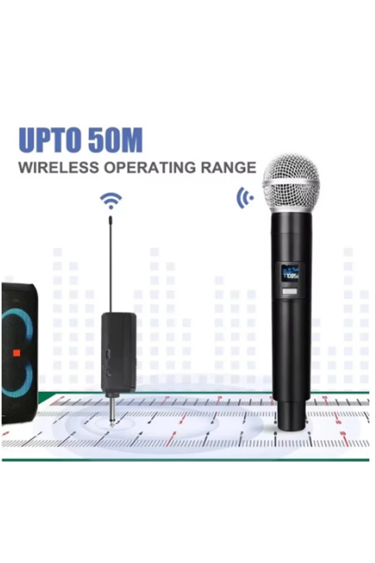 Profesyonel Çiftli Kablosuz Mikrofon Seti Karaoke Şarj Edilebilir 50 Metre Mesafe ( Lisinya )