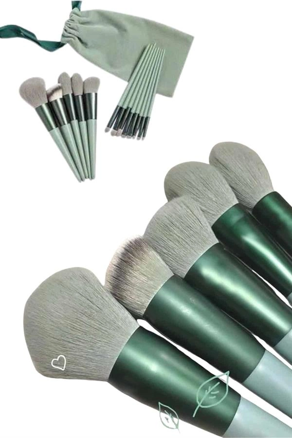 Profesyonel Makyaj Fırça Seti 13 Parça Yumuşak Kıllı Fırça Seti Far Fırçası ( Lisinya )