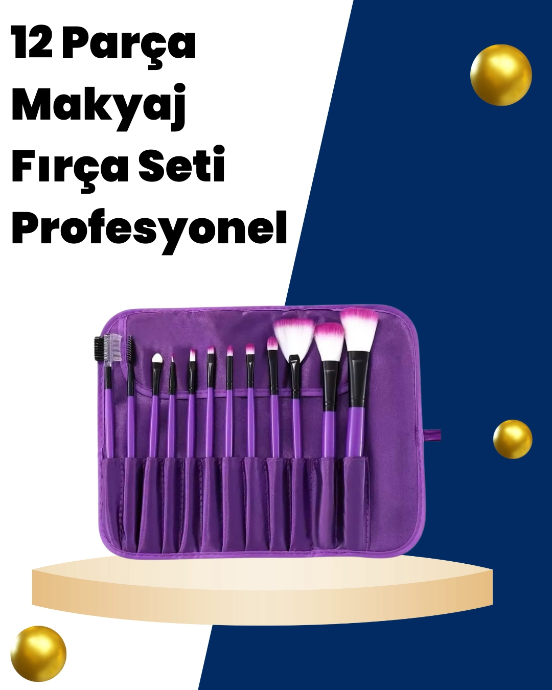 Profesyonel Makyaj Uygulamalarına Özel 12 Parça Kompakt Ve Hafif Makyaj Fırça Seti ( Lisinya )