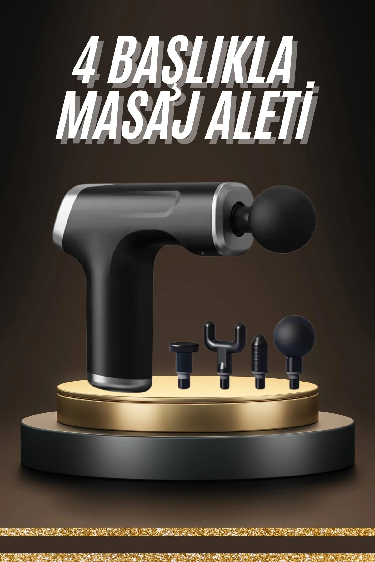 Profesyonel Masaj Tabancası Sporcu Masaj Aleti 4 Başlıklı Şarjlı Titreşimli ( Lisinya )