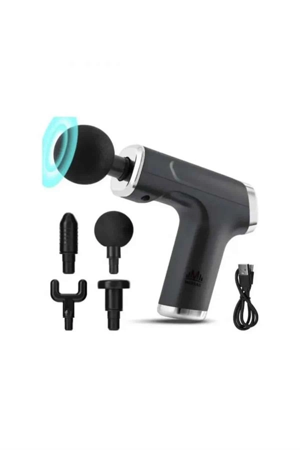 Profesyonel Masaj Tabancası Sporcu Masaj Aleti 4 Başlıklı Şarjlı Titreşimli ( Lisinya )