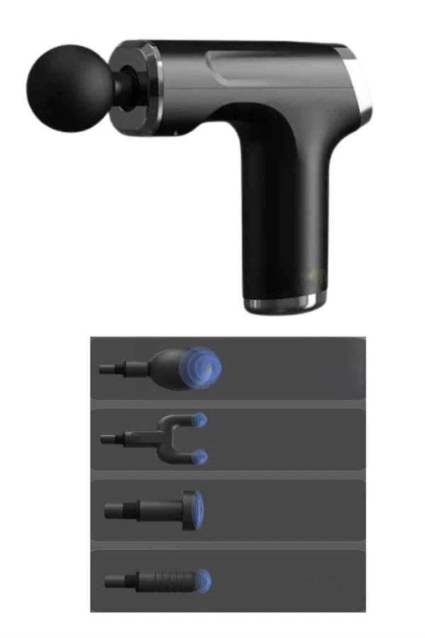 Profesyonel Masaj Tabancası Sporcu Masaj Aleti 4 Başlıklı Şarjlı Titreşimli ( Lisinya )