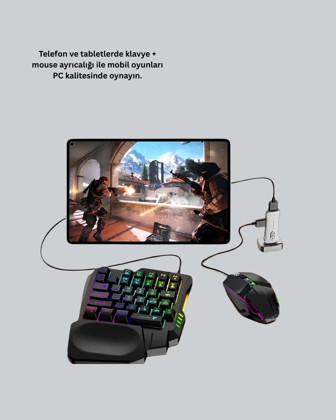 Profesyonel Mobil Oyun Seti | Yüksek Dpı Mouse + Ergonomik Klavye ( Lisinya )