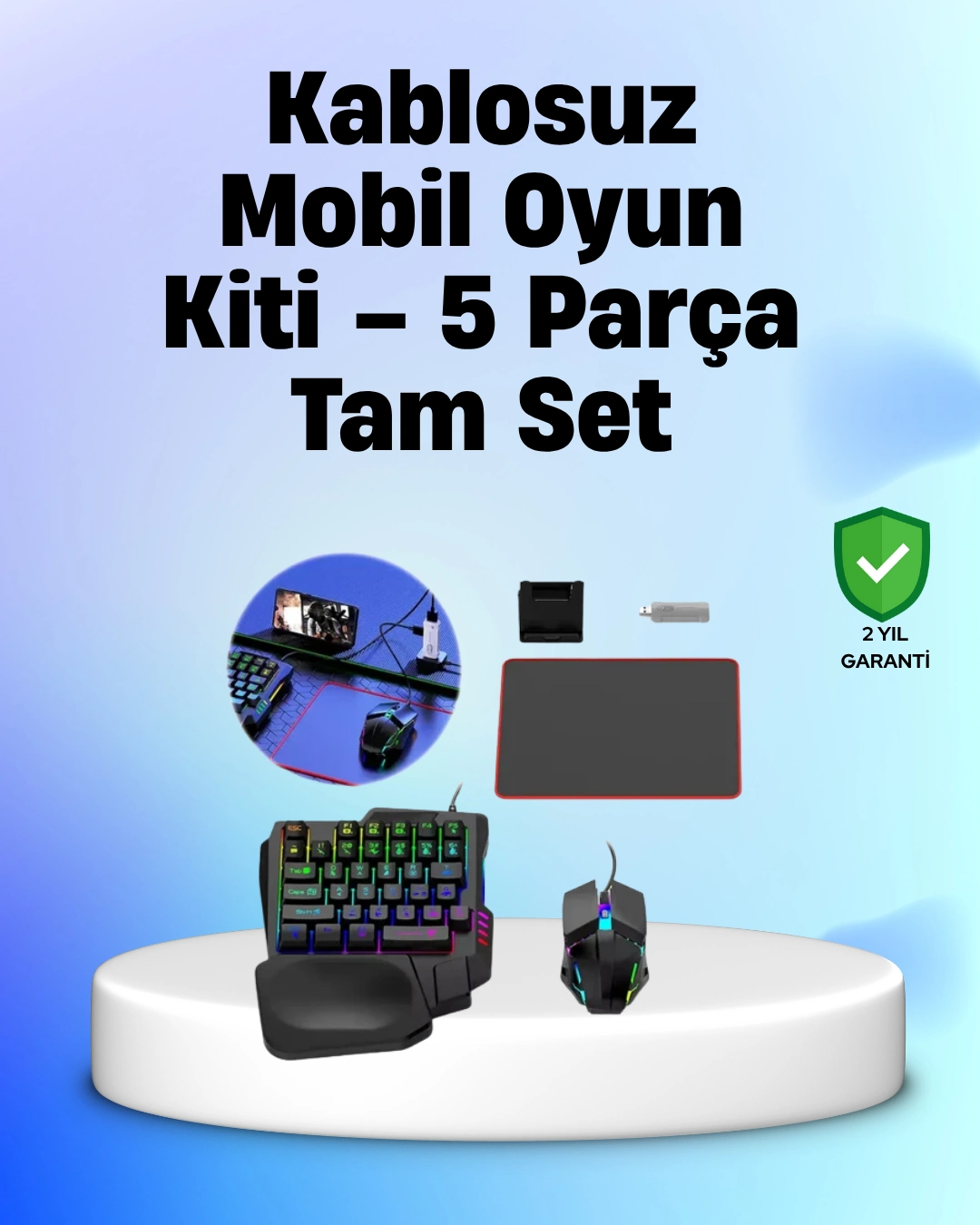 Profesyonel Mobil Lar İçin Rgb Klavyeli 5 Parça Oyun Kiti ( Lisinya )