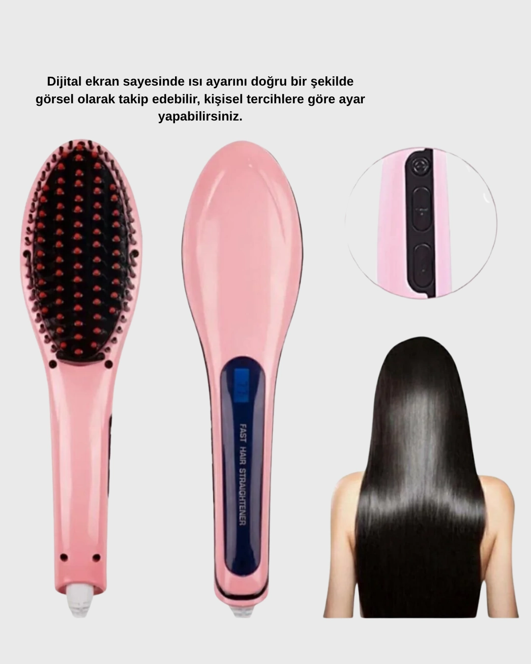 Profesyonel Saç Düzleştirici 5 Kademeli Isı Ayarlı Seramik Plakalı ( Lisinya )