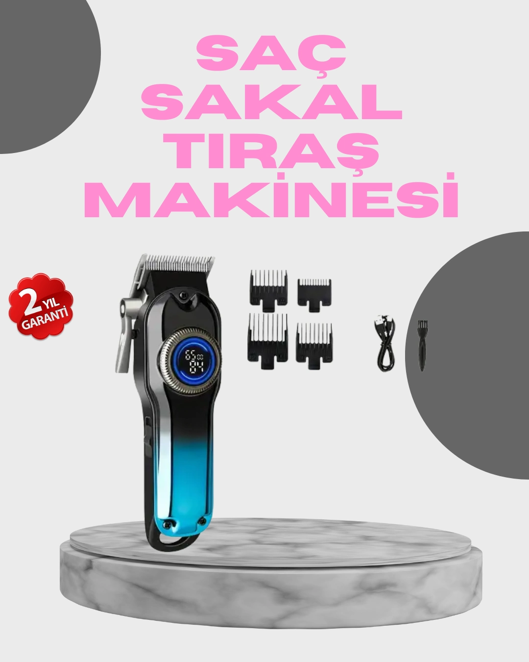 Profesyonel Saç Kesme Makinesi – 2000 Mah Şarjlı, Lcd Ekranlı ( Lisinya )