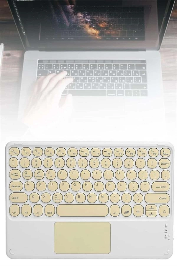Profesyonel Kablosuz Q Klavye Bluetooth Klavye Touchpad 10.8 Inç ( Lisinya )