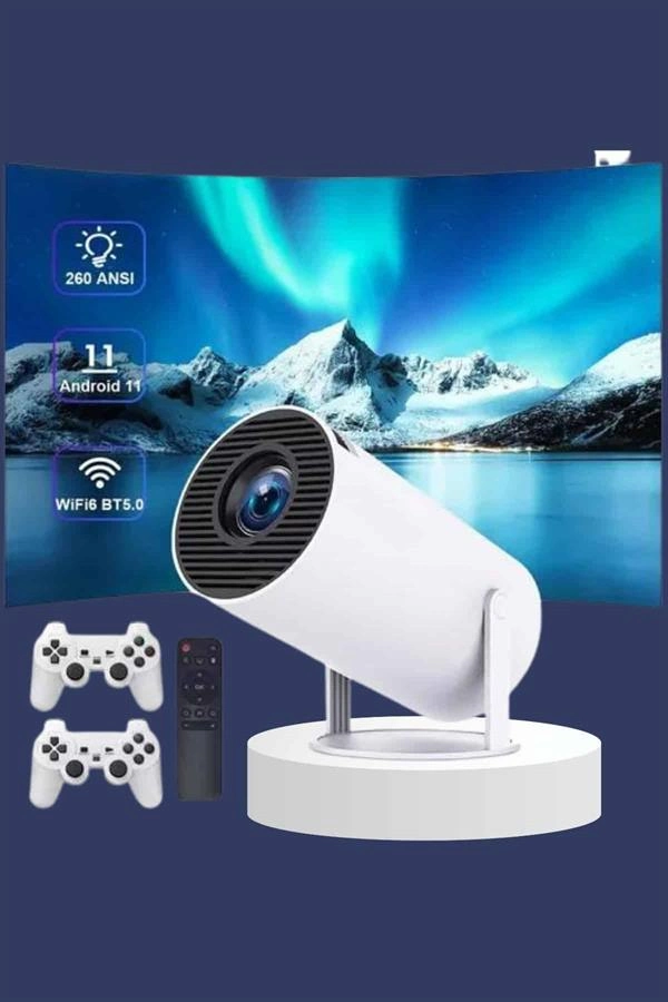 Projeksiyon Cihazı Video Oyun Konsolu Projektör Taşınabilir Ayaklı Çift Kollu 4k Çözünürlüklü ( Lisinya )