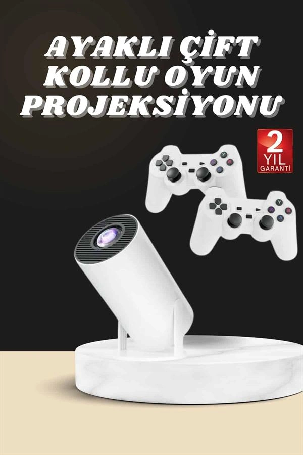 Projeksiyon Cihazı Video Oyun Konsolu Projektör Taşınabilir Ayaklı Çift Kollu 4k Çözünürlüklü ( Lisinya )