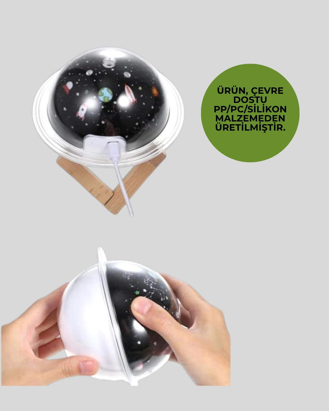 Projektör Işığı Bulunan Usb Bağlantılı Mini Aromaterapi Destekli Hava Nemlendirici ( Lisinya )