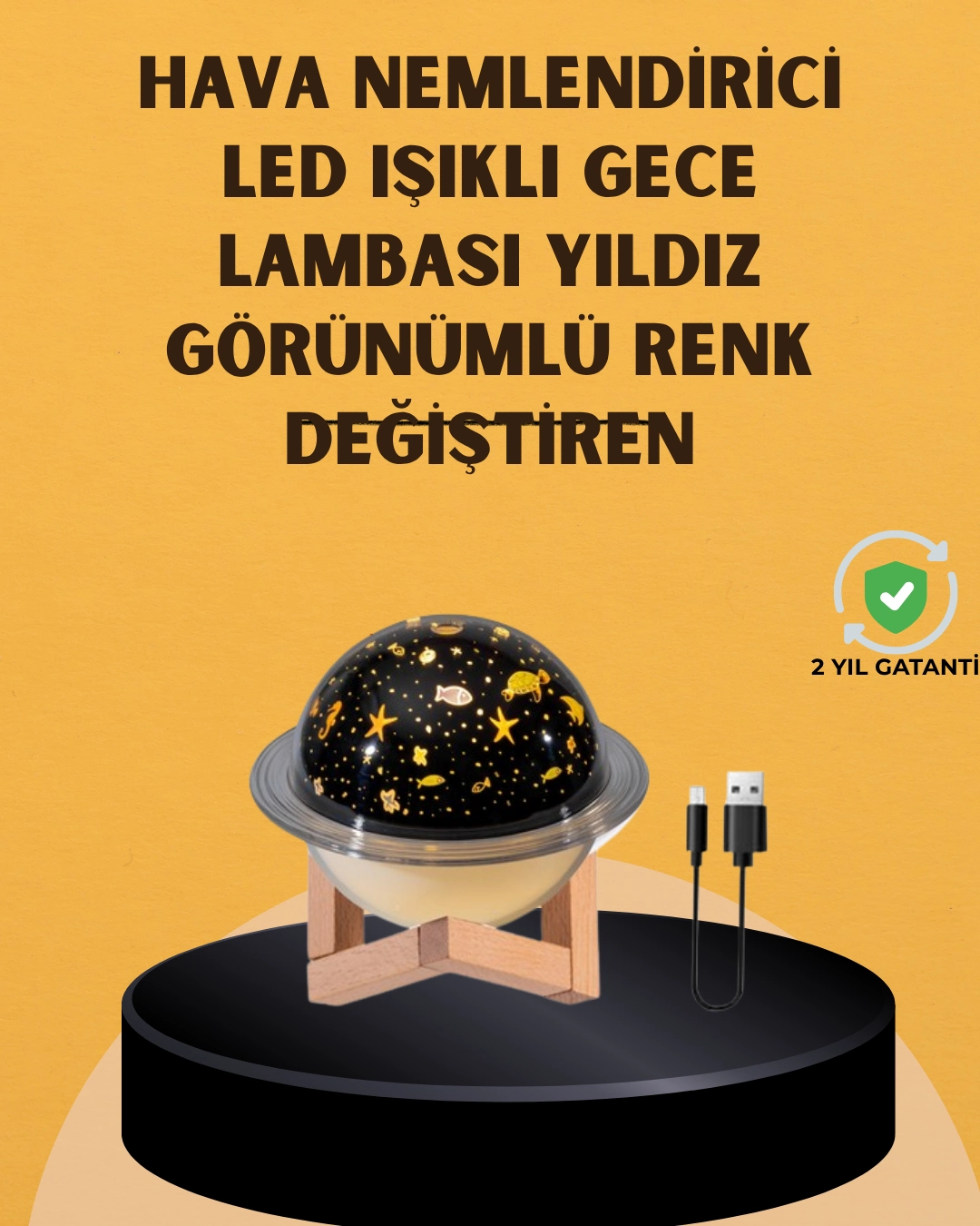 Projektör Işıklı, Aromaterapi Uyumlu Mini Masaüstü Hava Nemlendirici Cihaz ( Lisinya )