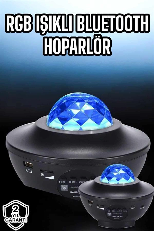 Projektör Yıldız Gece Lambası Disko Topu Bluetooth Bağlantılı Taşınabilir Şarjlı ( Lisinya )