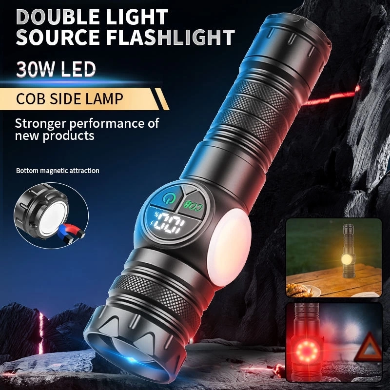 Ps-8745 Profesyonel Zoomlu 30w  Powerbank Mıknatıslı Avcı Kamp Tamirci Feneri ( Lisinya )