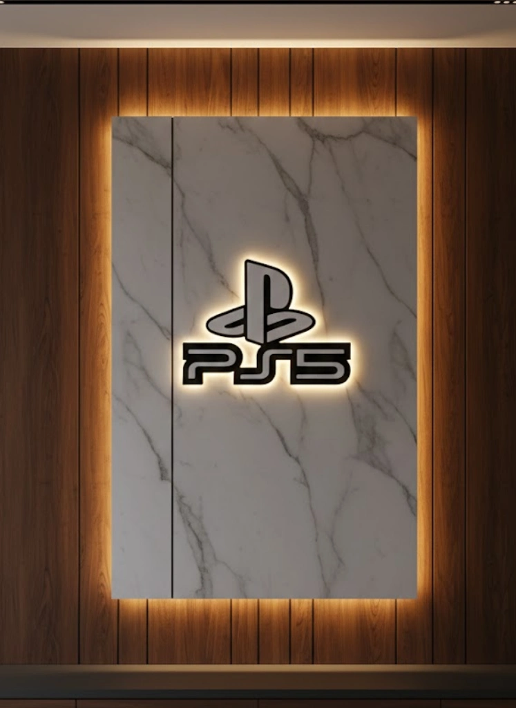Ps5 Logo Dekoratif Duvar Süsü Oyun Odası Ve Salon Uyumu ( Lisinya )