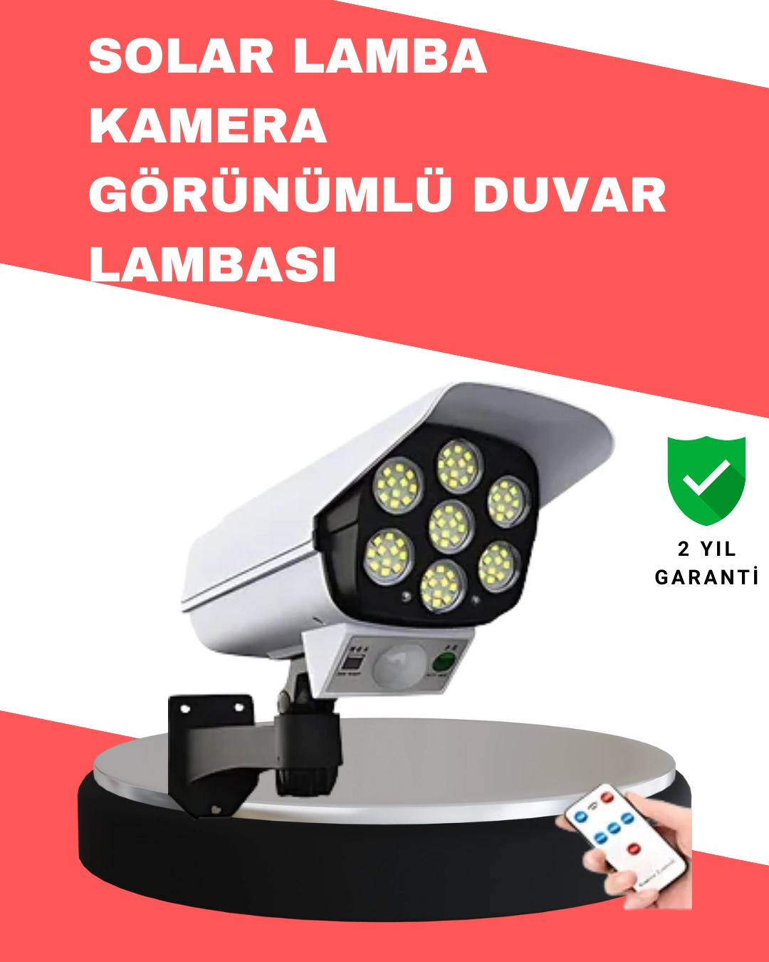Pvc+pc Malzemeli, 2'si 1 Arada Güvenlik Lambası – Ayarlanabilir Başlık Ve Panel Açısı ( Lisinya )