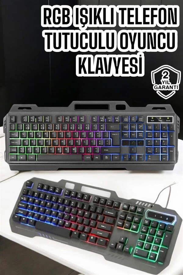 Q Klavye Rgb Işıklı Klavye Ve Mouse Seti Kablolu Mouse Hediyeliş ( Lisinya )