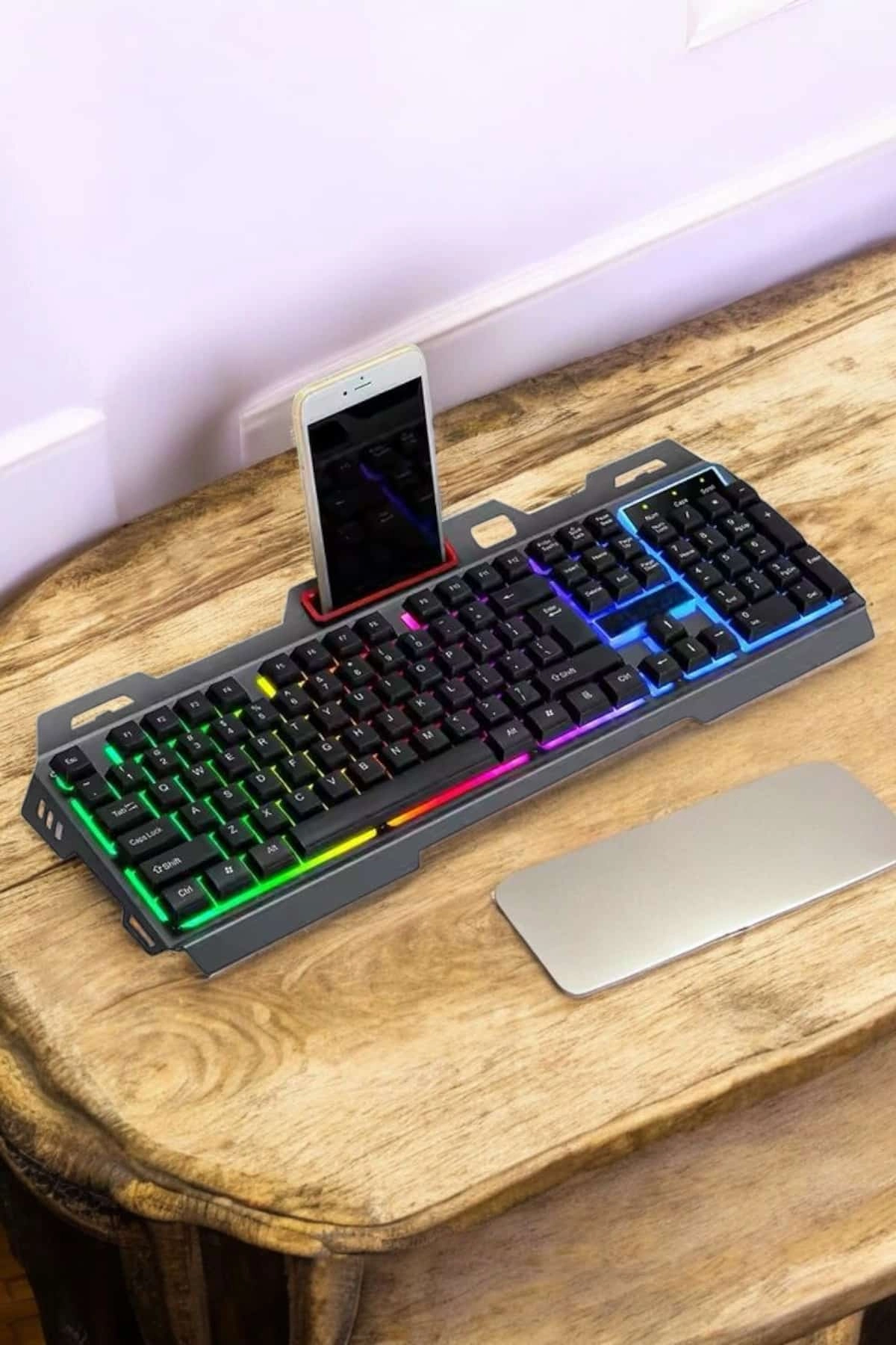 Q Klavye Rgb Işıklı Klavye Ve Mouse Seti Kablolu Mouse Hediyeliş ( Lisinya )
