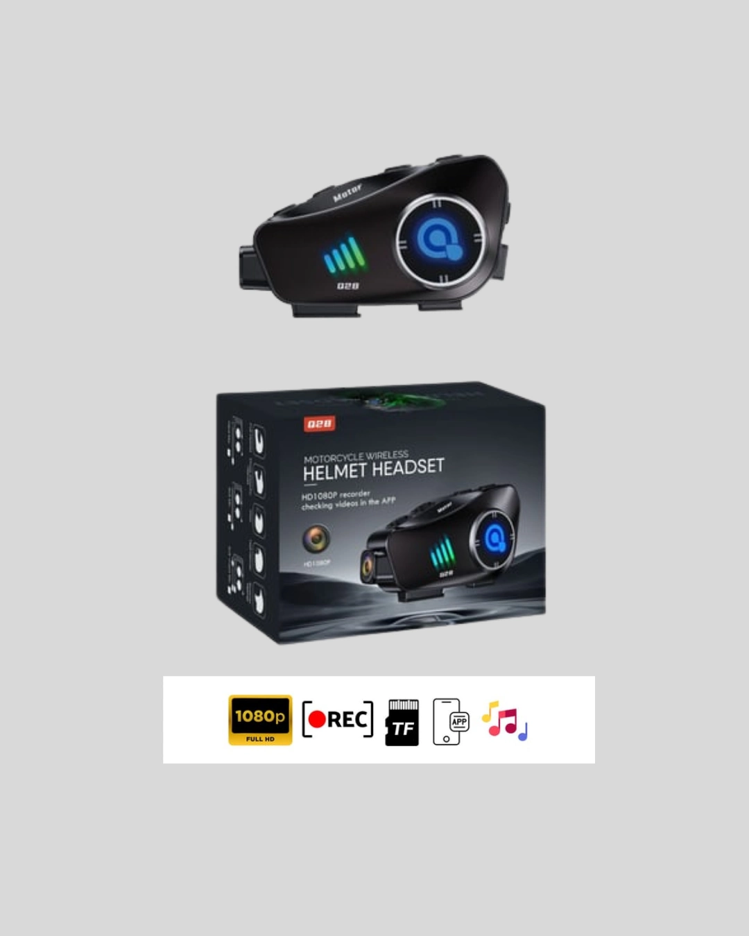 Q28 Full Hd Kameralı Motosiklet Kask Kulaklığı – 45 Saat Müzik, Ipx6 Su Geçirmez ( Lisinya )