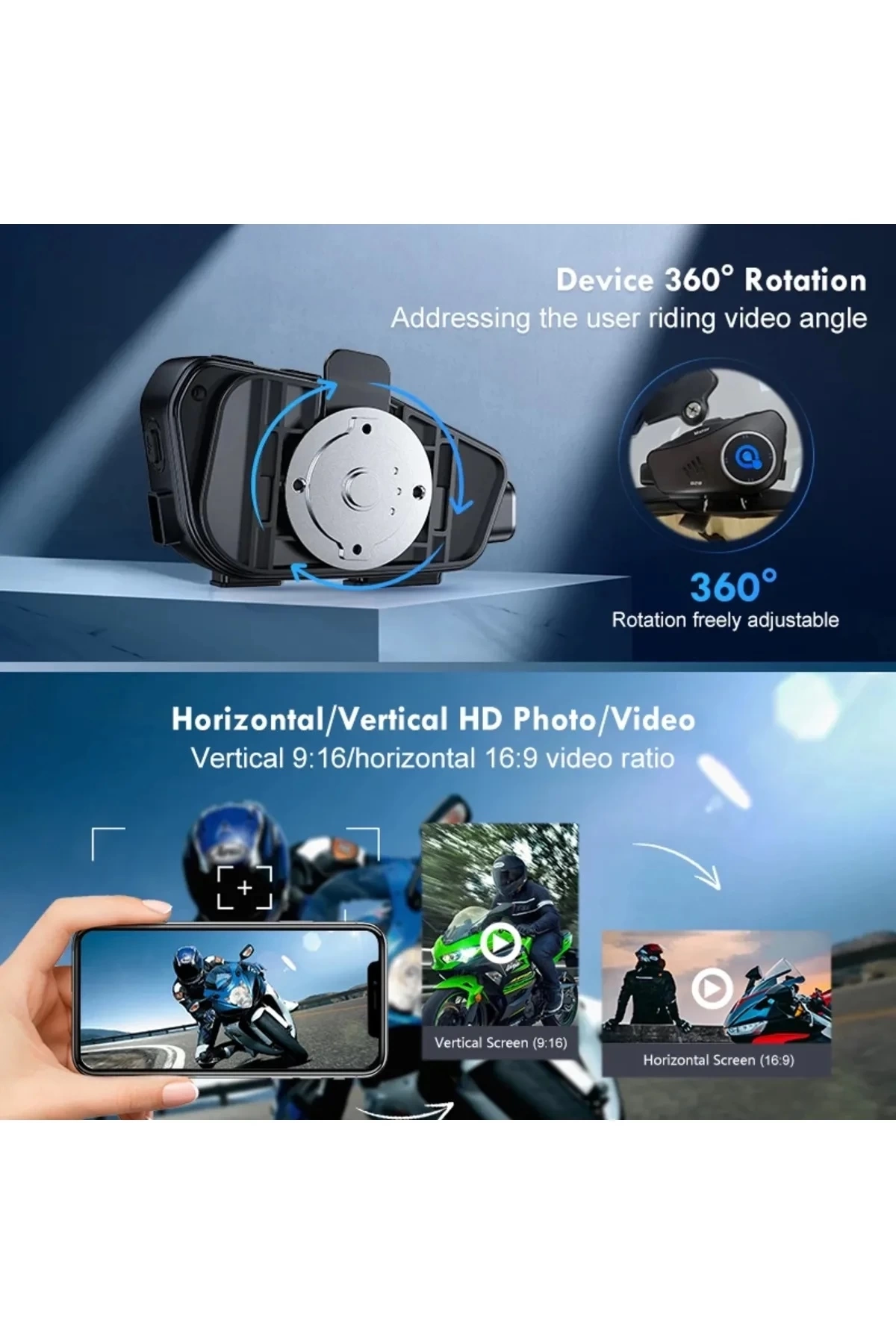 Q28 Motosiklet Kask Bluetooth Kulaklık 1080p Kamera Interkom Kulaklık Su Geçirmez Intercom ( Lisinya )