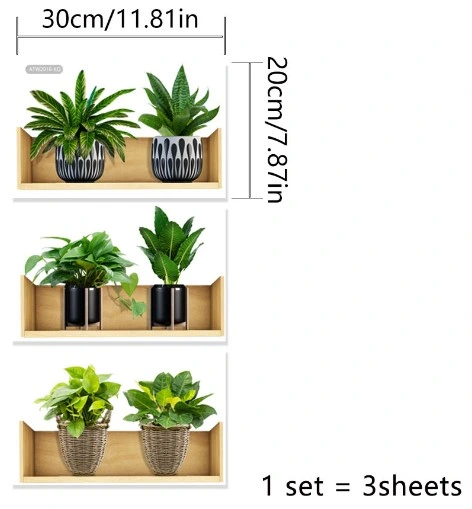 Raflı Bitki Tasarımlı Yapışkanlı Sticker 20*30 Cm 3lü Set ( Lisinya ) Raflı Bitki Tasarımlı Yapışkanlı Sticker 20*30 Cm 3lü Set ( Lisinya )