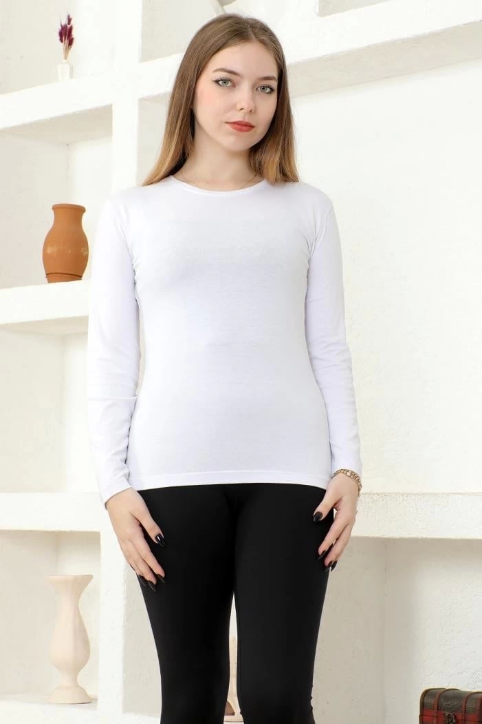 Rahat Ve Şık Uzun Kollu Bisiklet Yaka Likralı Viskon Penye Body Beyaz ( Lisinya ) Rahat Ve Şık Uzun Kollu Bisiklet Yaka Likralı Viskon Penye Body Beyaz ( Lisinya )