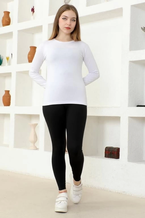 Rahat Ve Şık Uzun Kollu Bisiklet Yaka Likralı Viskon Penye Body Beyaz ( Lisinya ) Rahat Ve Şık Uzun Kollu Bisiklet Yaka Likralı Viskon Penye Body Beyaz ( Lisinya )