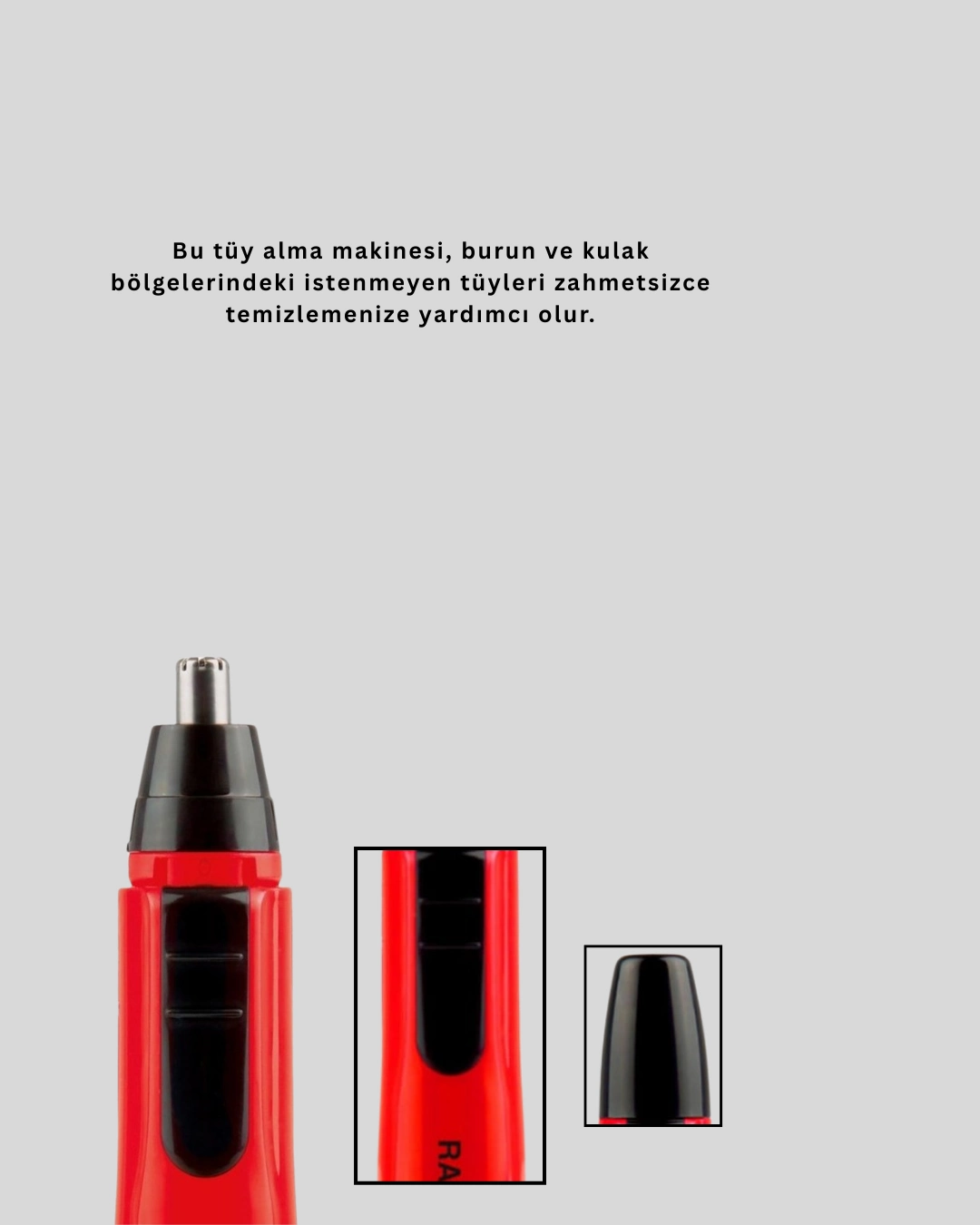 Raks Kırmızı Tüy Temizleme Cihazı Kulak Burun Pilli Ergonomik ( Lisinya )