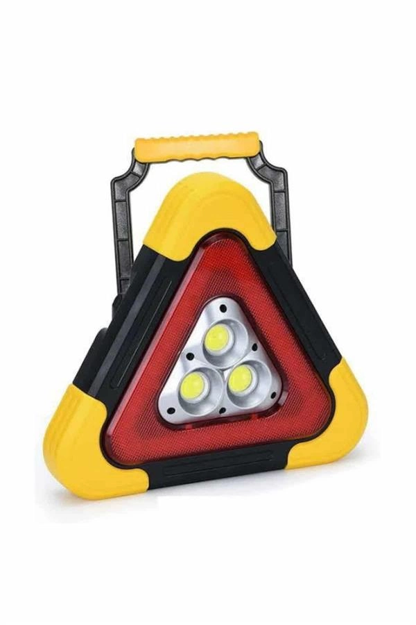 Reflektör Güneş Panelli Solarlı Şarjlı Üçgen Işıklı Trafik Reflektör Fener ( Lisinya )